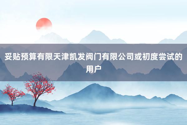 妥贴预算有限天津凯发阀门有限公司或初度尝试的用户